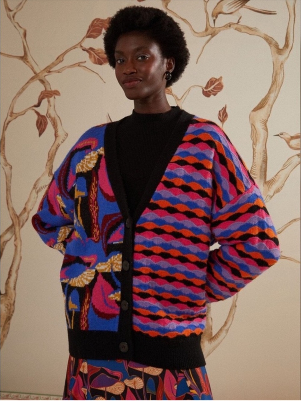 Farm Rio Mixed Mushrooms Knit Cardigan Medium - Picture 14 of 15